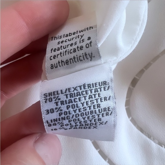 DIANE VON FURSTENBERG White Cecilia Ladder Stitch Short Sleeve Shift Dress Sz 4 - Picture 15 of 16